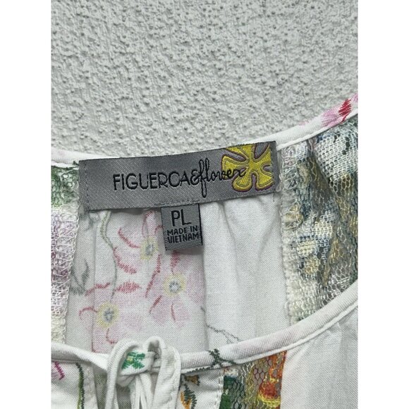 Fig and Flower Anthropologie Floral Blouse Petite Large Sheer Multicolor - Picture 6 of 8